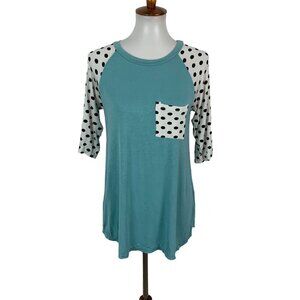 Annabelle Women’s Top Medium Blue 3/4 Sleeve Stretch‎ Casual Cottagecore